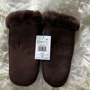 UGG Chocolate Real Shearling Mittens